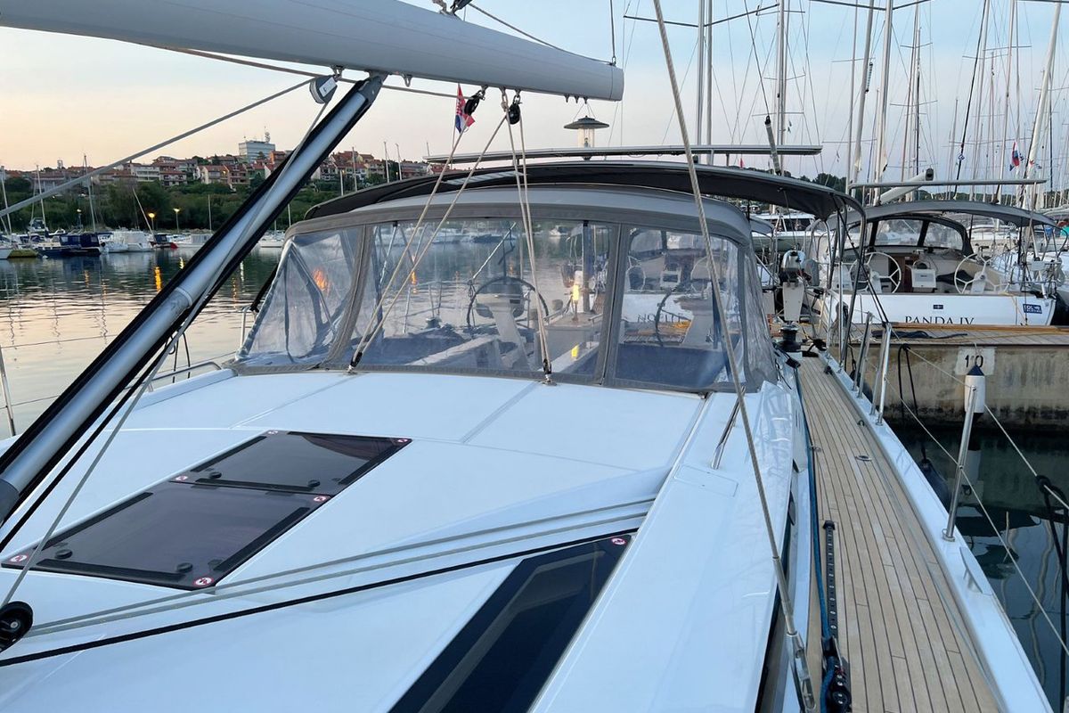 Deck of Panda II, a Beneteau Oceanis 51.1 sailboat at Grad Pula, Croatia