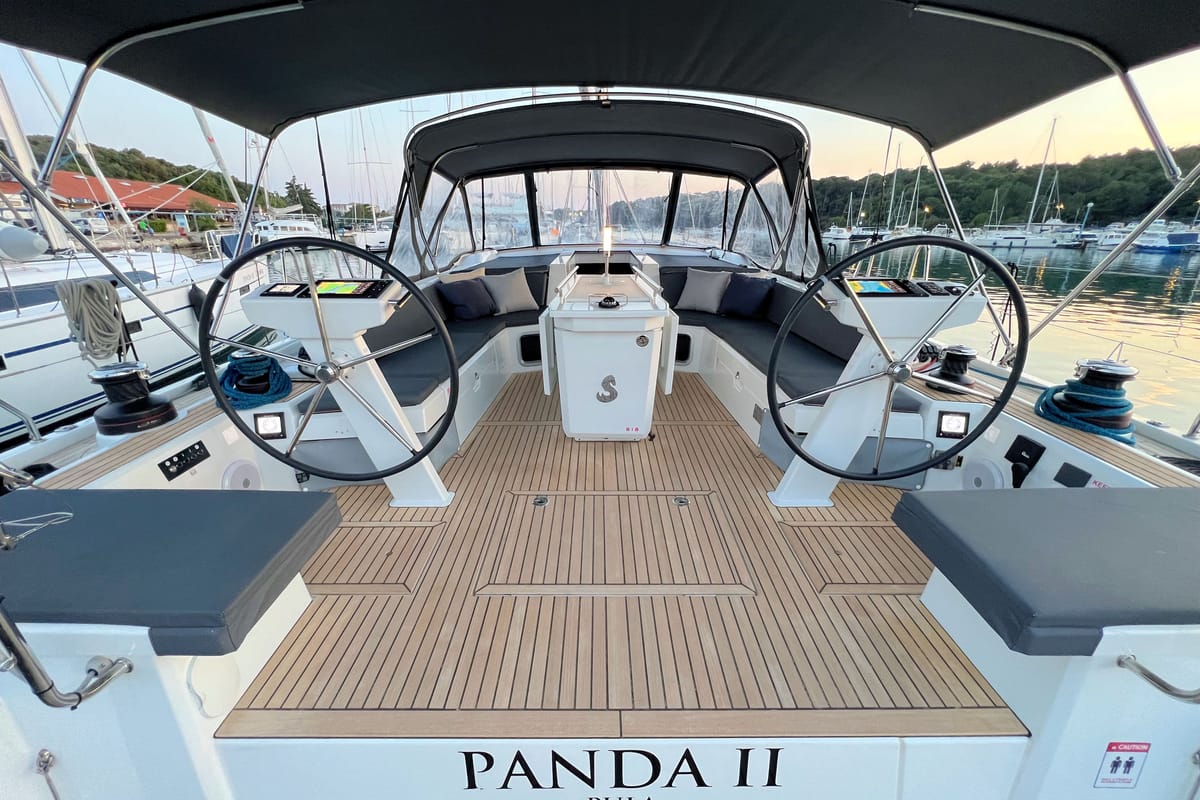 Cockpit of Panda II, a Beneteau Oceanis 51.1 sailboat at Grad Pula, Croatia