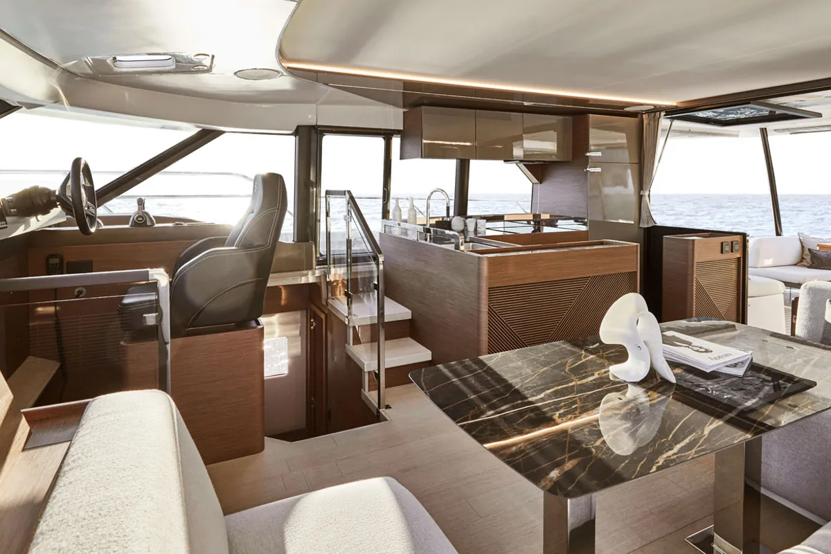 Galley of Lady Francy, a Prestige M48 catamaran at Torre Annunziata, Italy