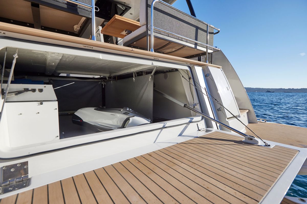 Lady Francy, a Prestige M48 catamaran at Torre Annunziata, Italy