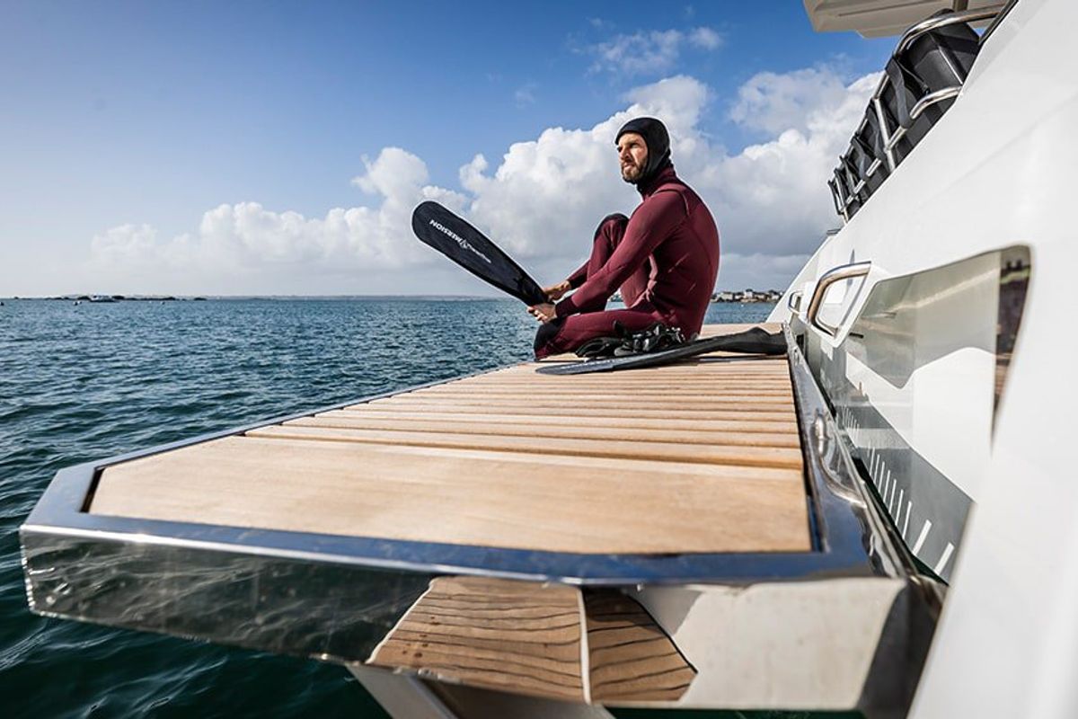 Deck of Alizee, a Fountaine Pajot Aura 51 catamaran at Road Town, British Virgin Islands
