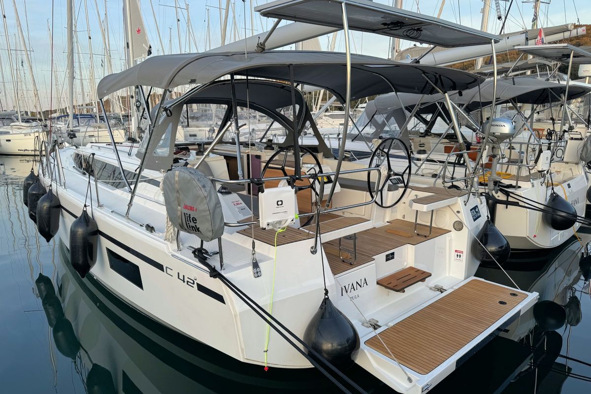 Exterior view of Ivana, a Bavaria C42 sailboat at Grad Pula, Croatia