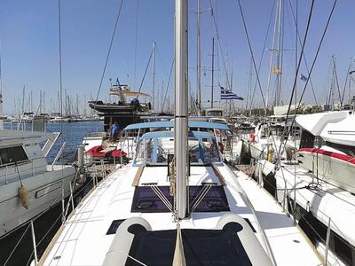 Deck of Despina, a Dufour 460 Grand Large sailboat at Athens, Greece