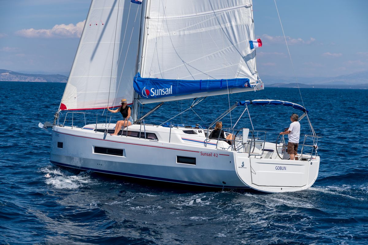 Exterior view of Sunsail 42 Classic, a Beneteau Oceanis 40.1 sailboat at Općina Marina, Croatia