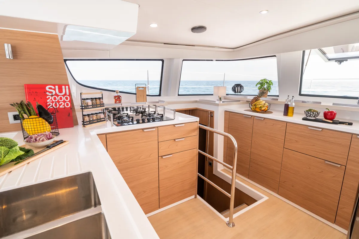 Galley of Grand Azure, a Bali 4.6 catamaran at Pirovac, Croatia