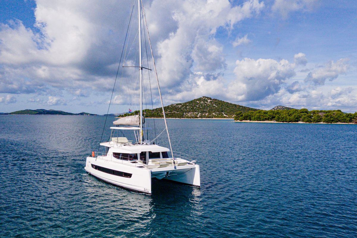 Exterior view of Grand Azure, a Bali 4.6 catamaran at Pirovac, Croatia