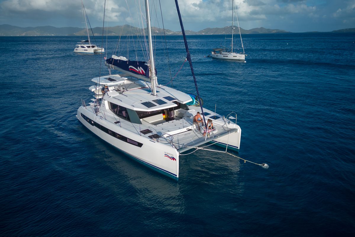 Exterior view of Moorings 4500L/10 Exclusive, a Leopard 45 catamaran at Pa Khlok, Thailand