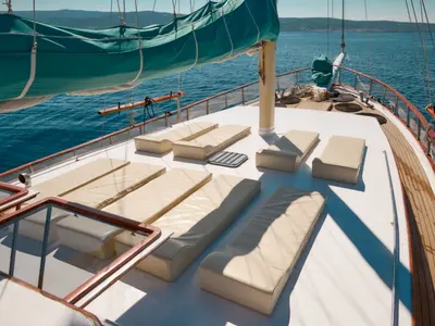 Deck of AGORA, a Custom Made Agora yacht at Jesenice, Croatia