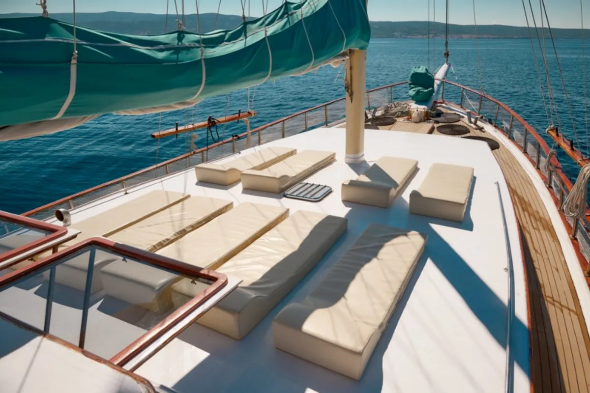Deck of AGORA, a Custom Made Agora yacht at Jesenice, Croatia