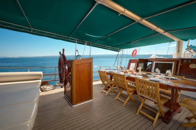 Deck of AGORA, a Custom Made Agora yacht at Jesenice, Croatia