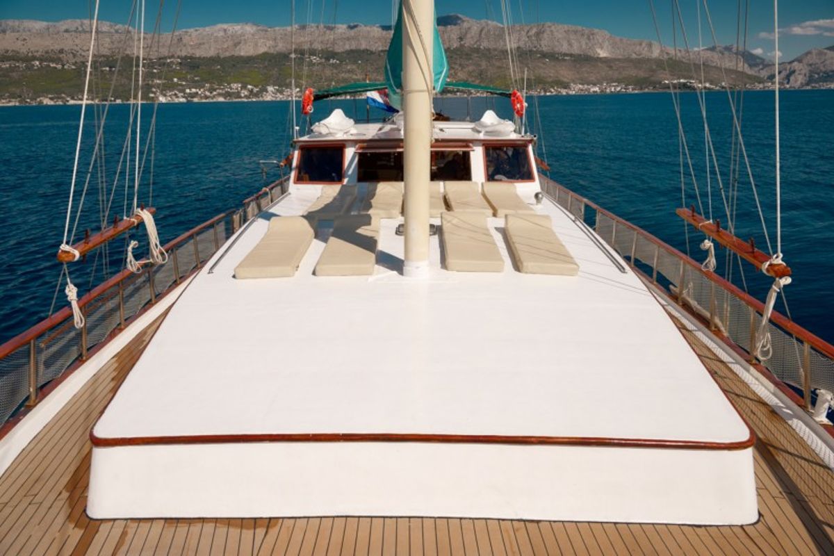 Deck of AGORA, a Custom Made Agora yacht at Jesenice, Croatia
