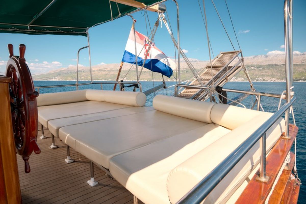 Deck of AGORA, a Custom Made Agora yacht at Jesenice, Croatia