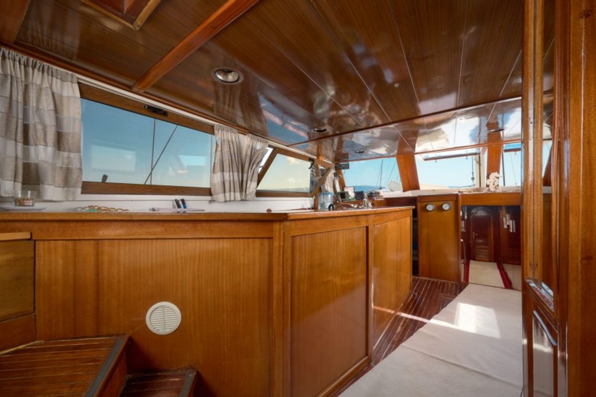Cockpit of AGORA, a Custom Made Agora yacht at Jesenice, Croatia