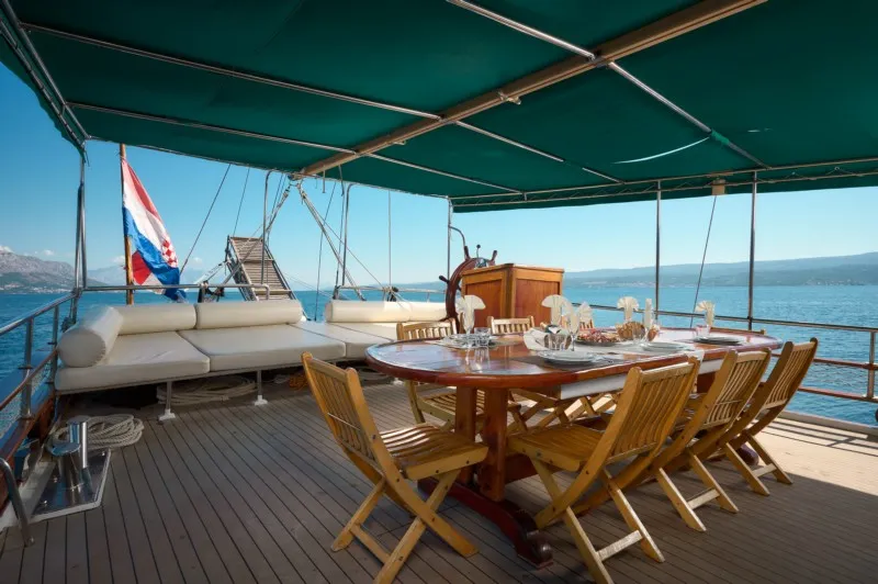 Deck of AGORA, a Custom Made Agora yacht at Jesenice, Croatia
