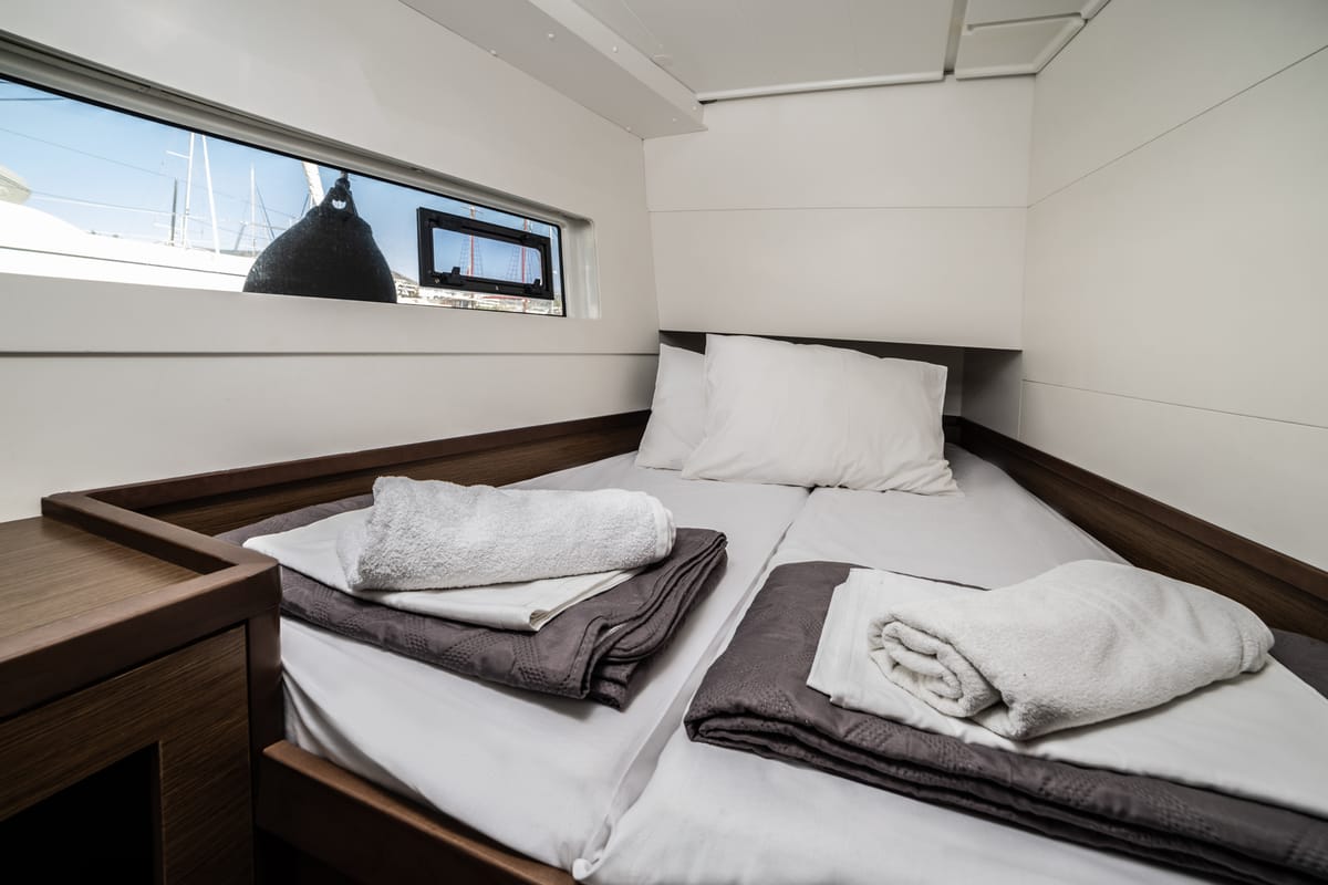 Cabin on Serendipity, a Lagoon 40 catamaran at Athens, Greece