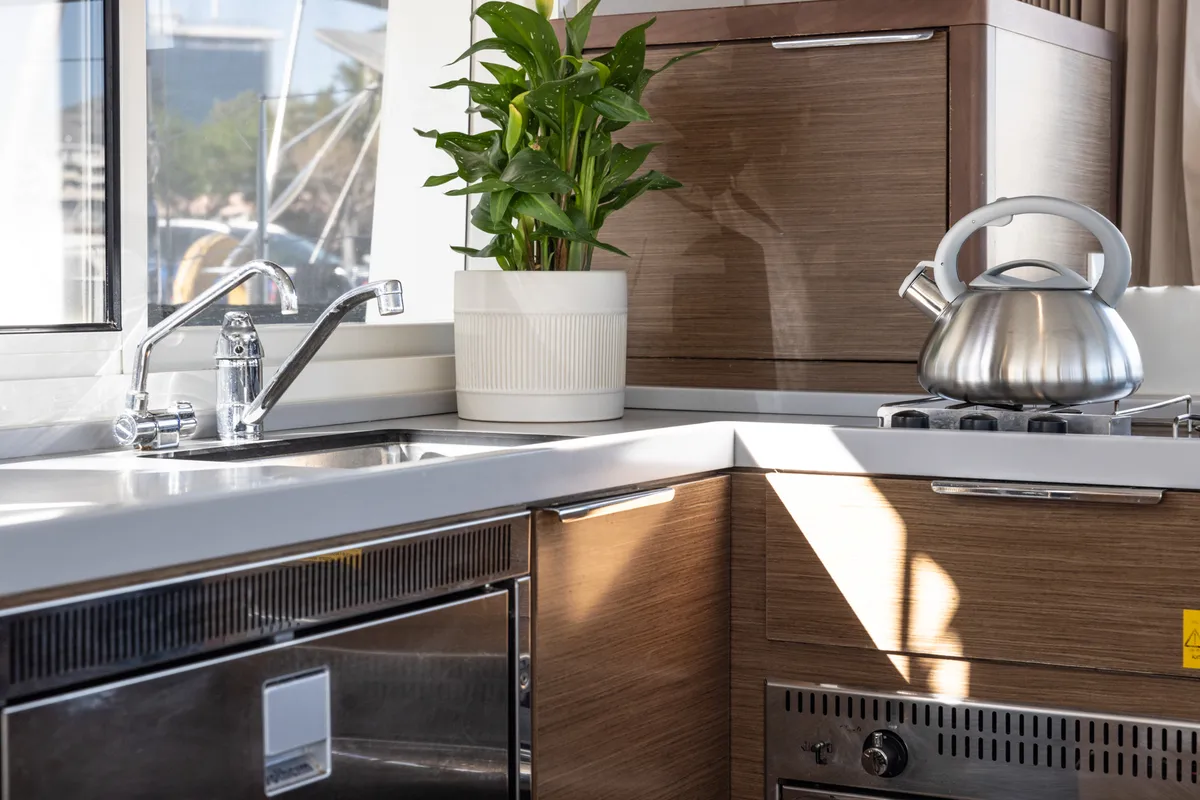 Galley of Serendipity, a Lagoon 40 catamaran at Athens, Greece