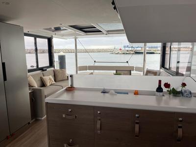 Galley of Enterprise, a Bali 4.4 catamaran at Bodrum, Turkey