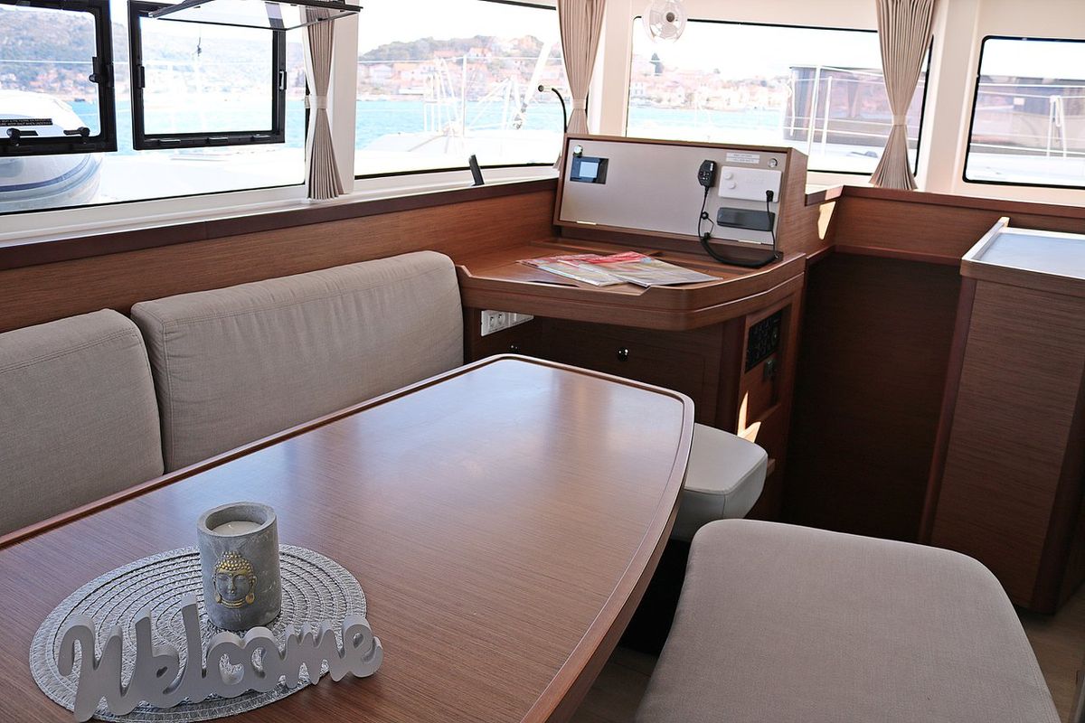 Salon of Futuna Lima, a Lagoon 42 catamaran at Općina Rogoznica, Croatia