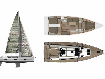Floor plan of Sea Splash, a Dufour 460 GL sailboat at Grad Biograd na Moru, Croatia