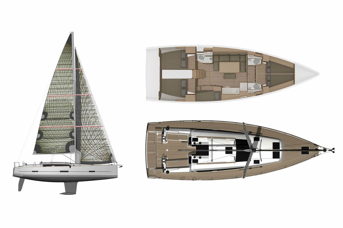 Floor plan of Sea Splash, a Dufour 460 GL sailboat at Grad Biograd na Moru, Croatia