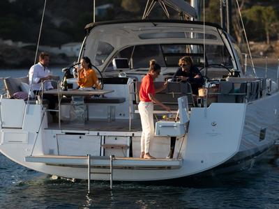 Deck of Casbah IV, a Jeanneau 55 sailboat at Road Town, British Virgin Islands