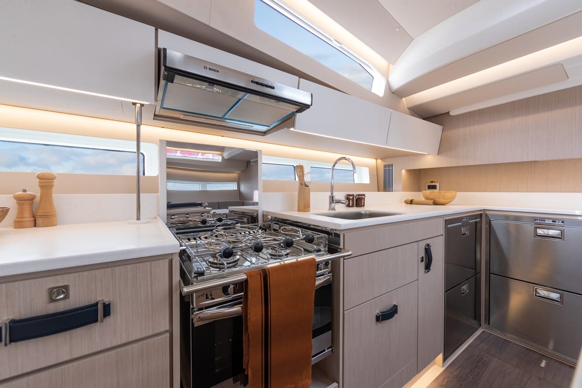 Galley of Casbah IV, a Jeanneau 55 sailboat at Road Town, British Virgin Islands