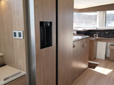 Galley of Steno, a Bali 4.8 catamaran at Olbia, Italy