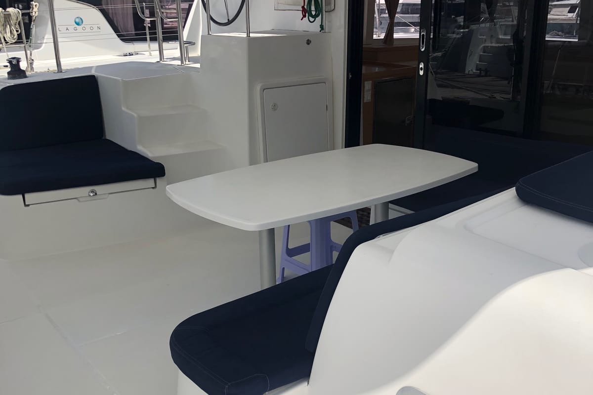 Cockpit of PUMA III, a Lagoon 42 catamaran at Alameda, United States