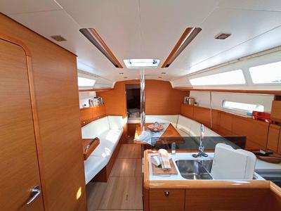 Salon of SO379-14L, a Jeanneau Sun Odyssey 379 sailboat at Municipal Unit of Lefkada, Greece