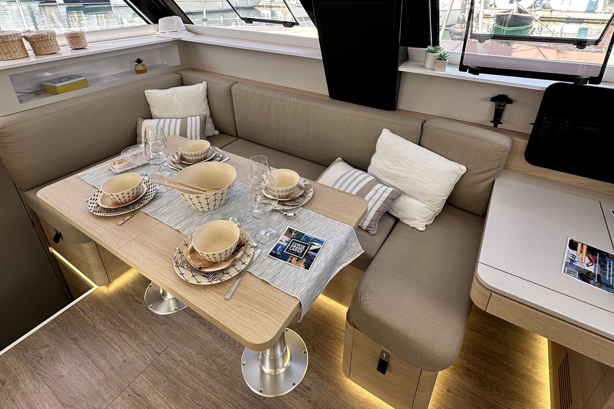 Salon of YaMas, a Aventura Catamarans Aventura 37 catamaran at Municipal Unit of Lefkada, Greece