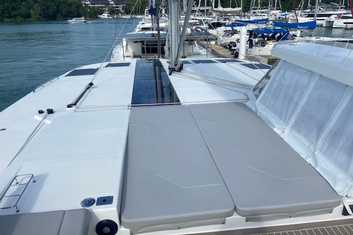 Deck of Ms. Chief, a Leopard 50 catamaran at Pa Khlok, Thailand