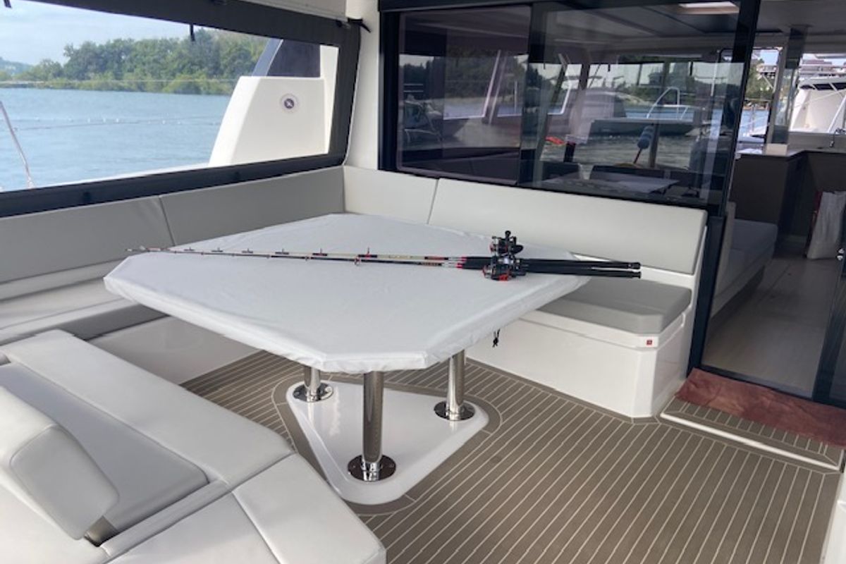 Deck of Ms. Chief, a Leopard 50 catamaran at Pa Khlok, Thailand