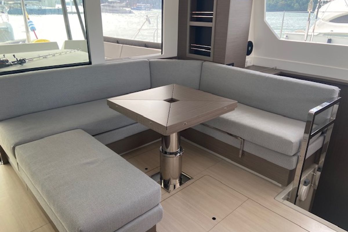 Salon of Ms. Chief, a Leopard 50 catamaran at Pa Khlok, Thailand