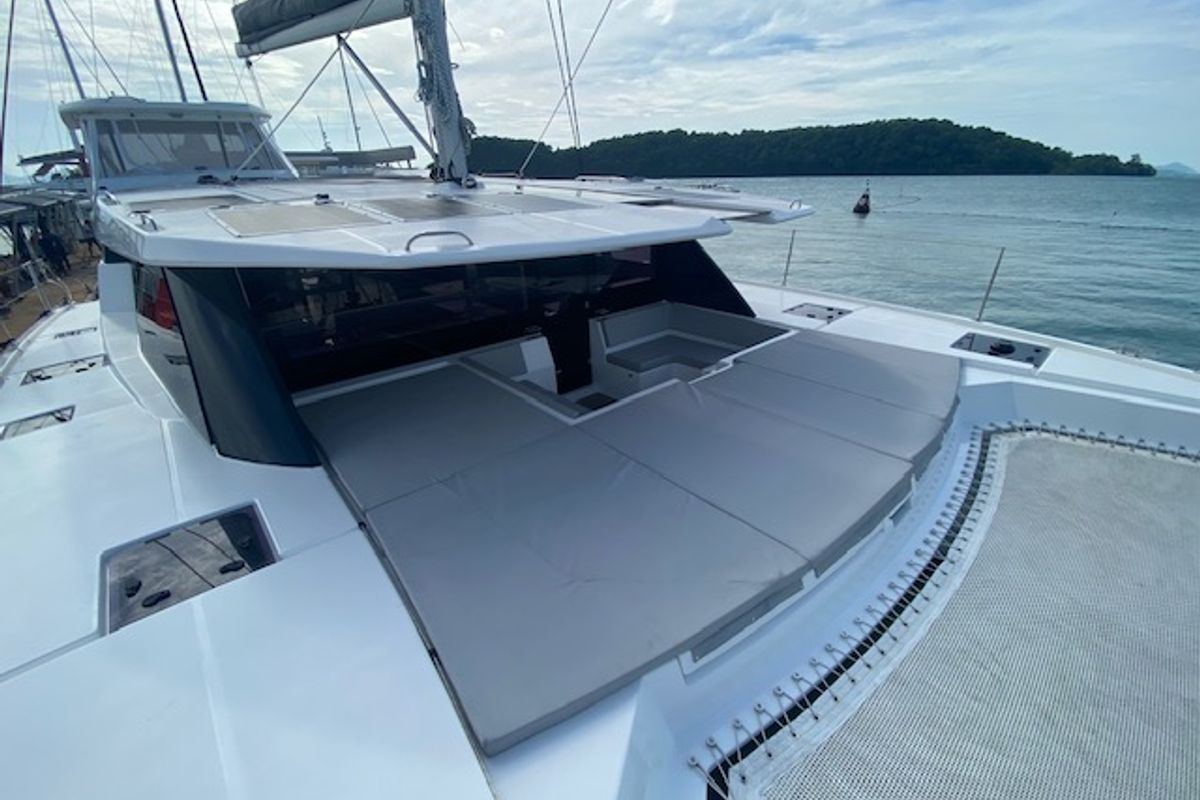 Deck of Ms. Chief, a Leopard 50 catamaran at Pa Khlok, Thailand