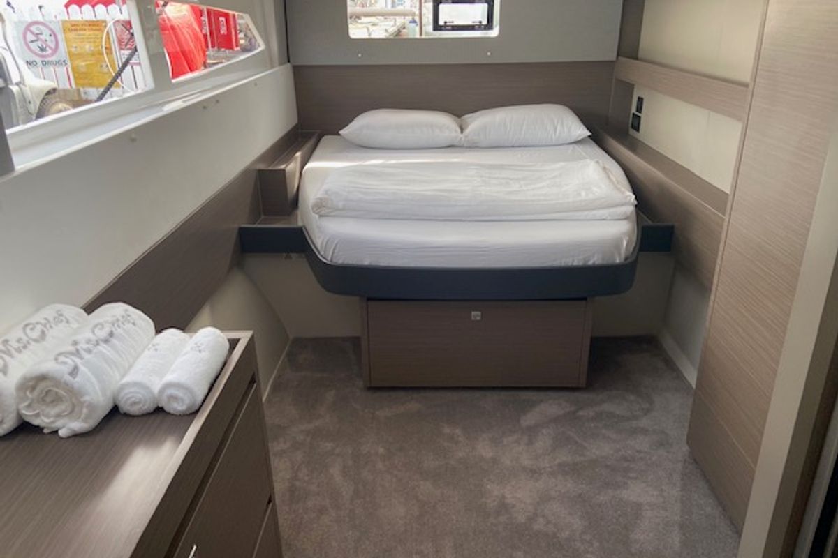 Cabin on Ms. Chief, a Leopard 50 catamaran at Pa Khlok, Thailand
