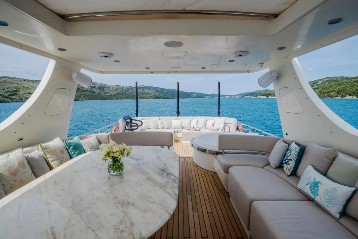 Deck of Dream, a Cyrus Yachts Cyrus 34 yacht at Grad Šibenik, Croatia