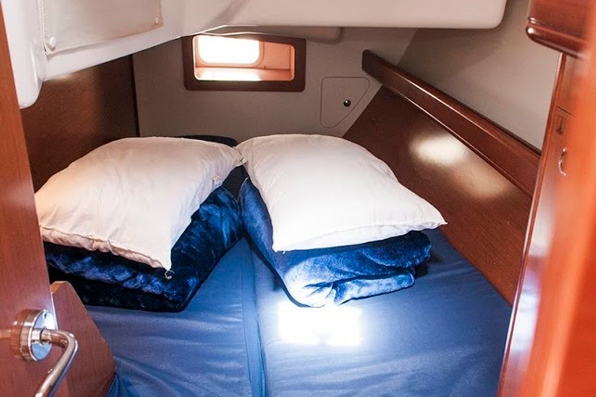 Cabin on Ariadne, a Beneteau Oceanis Clipper 343 sailboat at Preveza, Greece