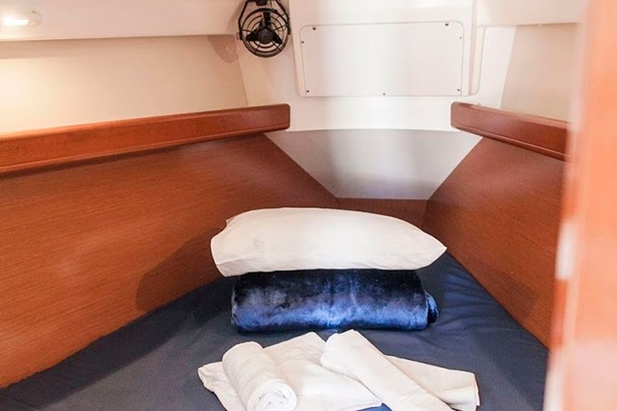Cabin on Ariadne, a Beneteau Oceanis Clipper 343 sailboat at Preveza, Greece