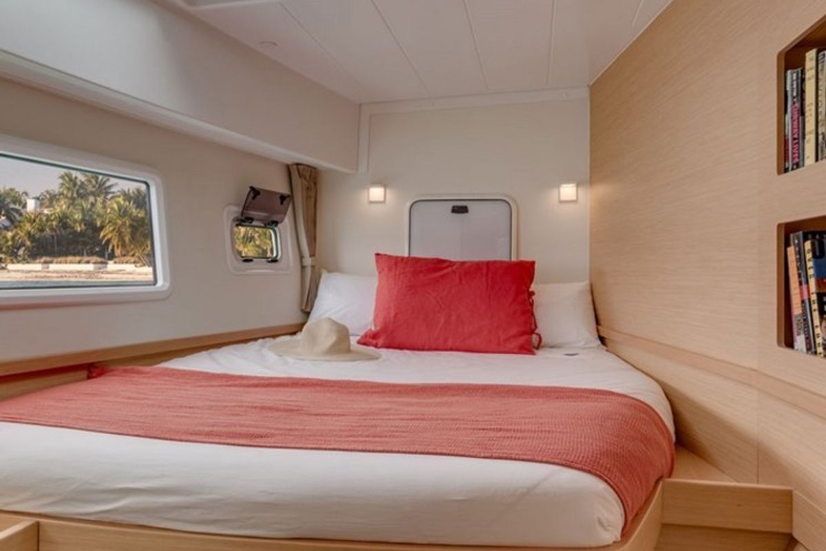 Cabin on Miss Nastazia, a Lagoon 42 catamaran at Salamina Municipal Unit, Greece