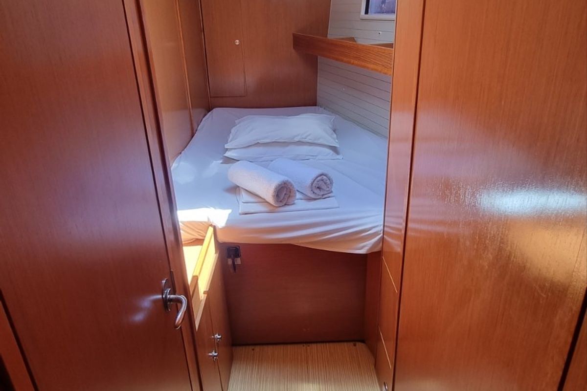 Cabin on Vega, a Bavaria 55 Cruiser sailboat at Kos, Greece
