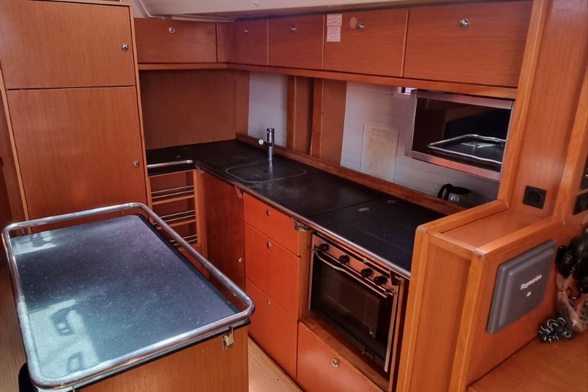 Galley of Vega, a Bavaria 55 Cruiser sailboat at Kos, Greece