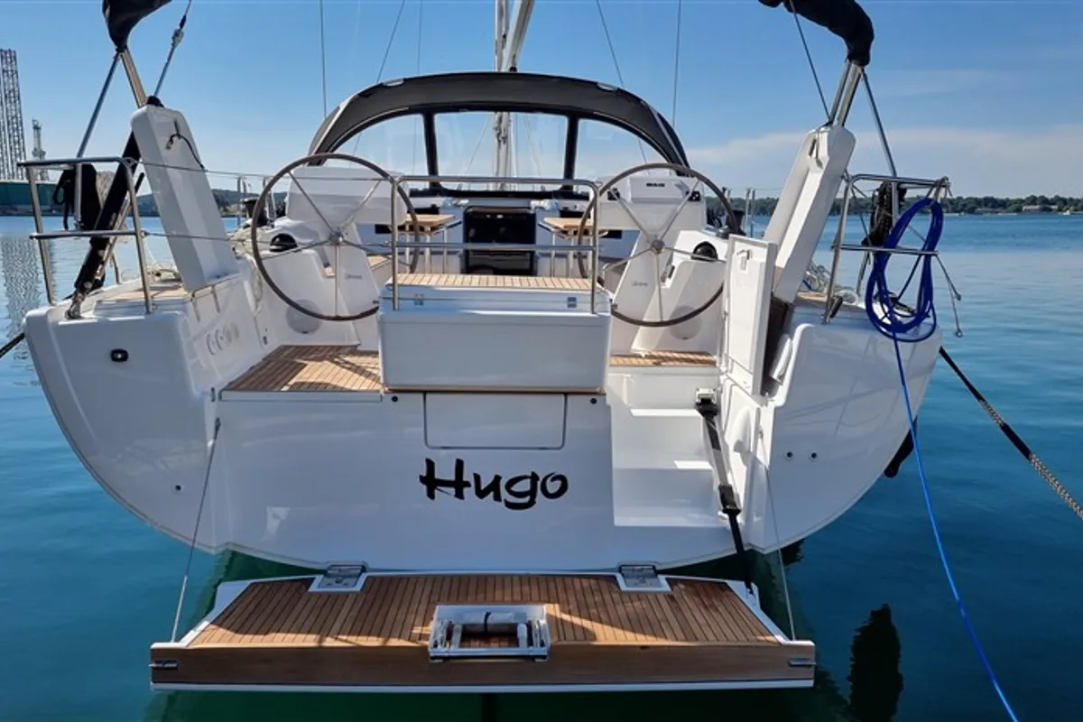Exterior view of Hugo, a Hanse Yachts Hanse 508 sailboat at Grad Pula, Croatia