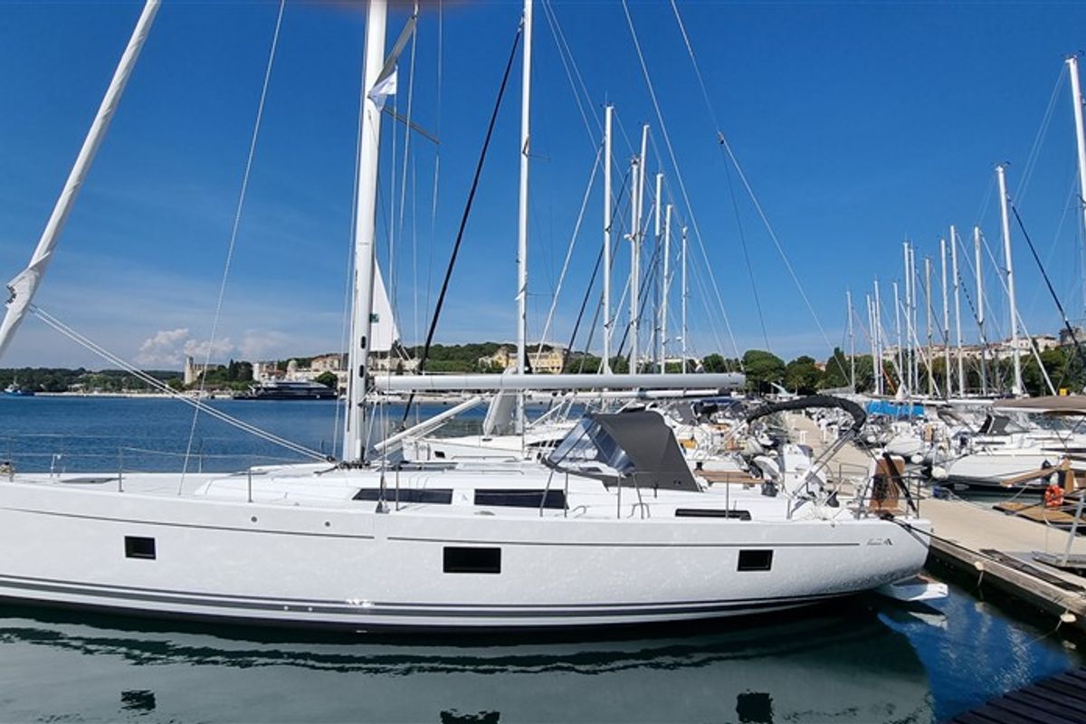 Exterior view of Hugo, a Hanse Yachts Hanse 508 sailboat at Grad Pula, Croatia