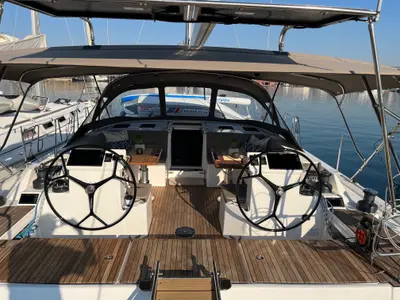 Cockpit of Vela, a Bavaria C50 sailboat at Volos Municipality, Greece