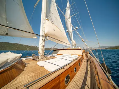 Deck of Babylon, a Custom Made Babylon yacht at Bodrum, Turkey
