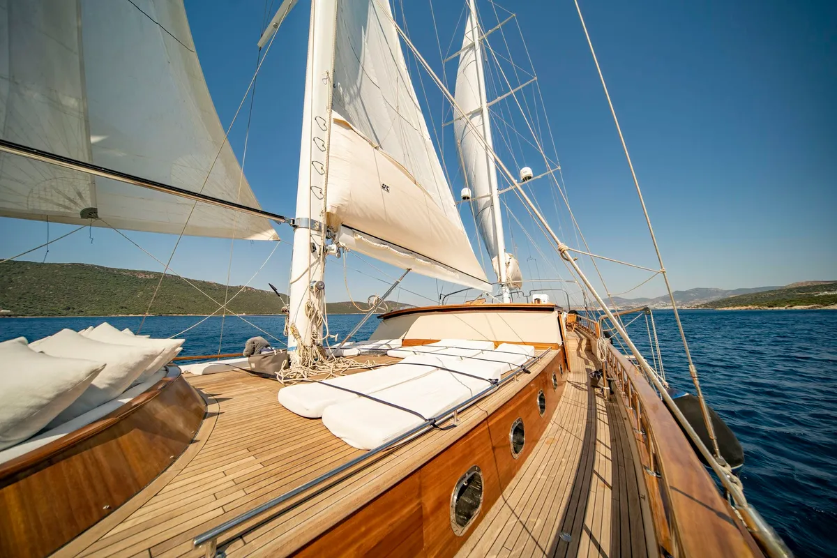 Deck of Babylon, a Custom Made Babylon yacht at Bodrum, Turkey