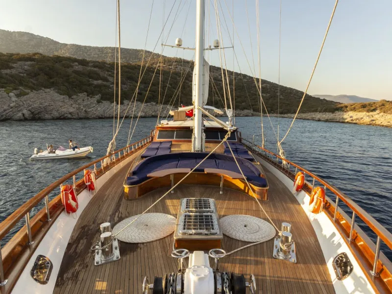 Deck of Babylon, a Custom Made Babylon yacht at Bodrum, Turkey