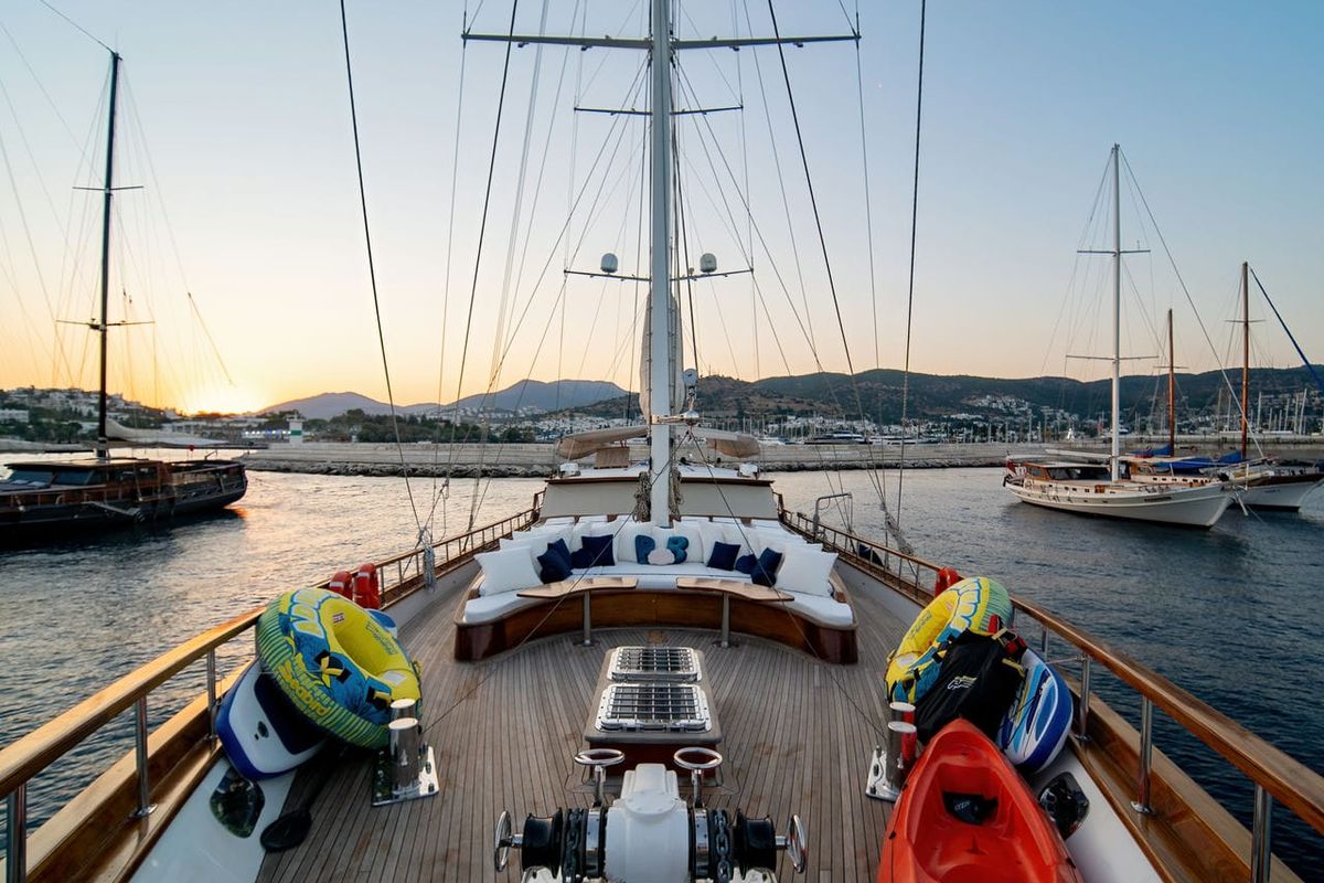 Deck of Babylon, a Custom Made Babylon yacht at Bodrum, Turkey