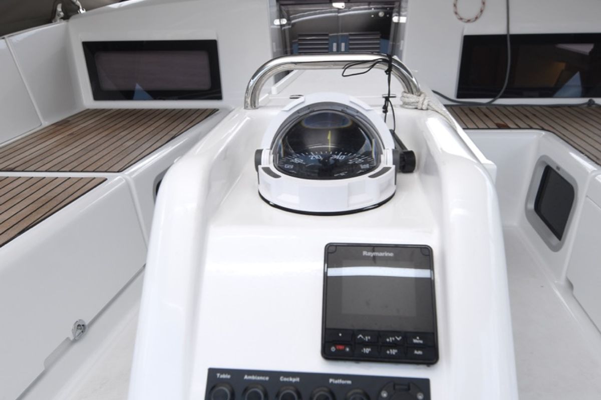 Cockpit of Caruso, a Jeanneau Sun Odyssey 490 sailboat at Dubrovnik, Croatia