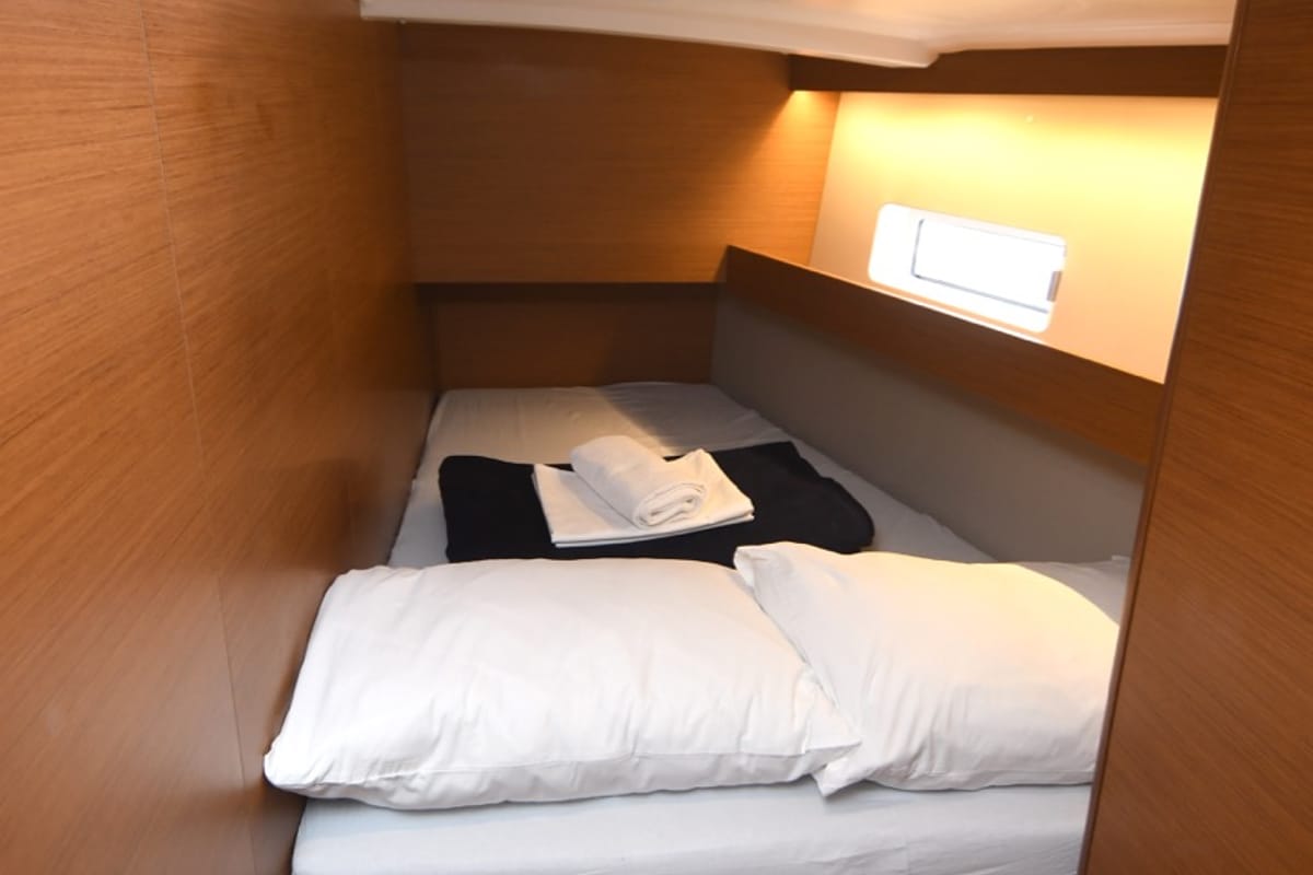 Cabin on Caruso, a Jeanneau Sun Odyssey 490 sailboat at Dubrovnik, Croatia
